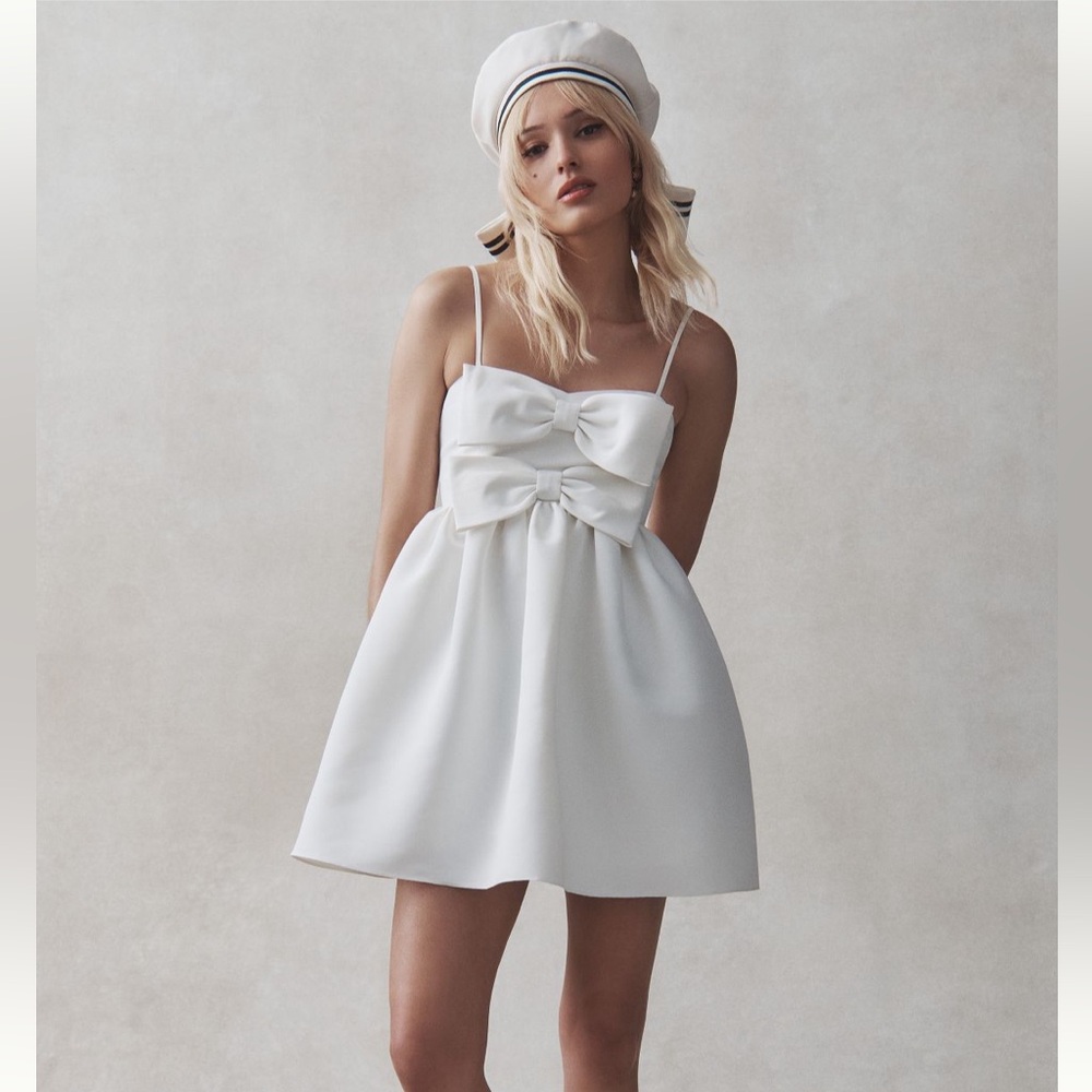 Sachin & Babi Sloane Taffeta Double Bow Pleated Mini Dress